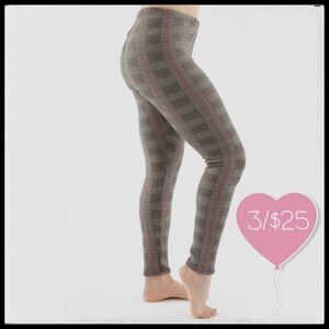 ⭐️3/$25⭐️ NWOT Just Cozy Parquet Fur Lined Plaid Leggings Size XL